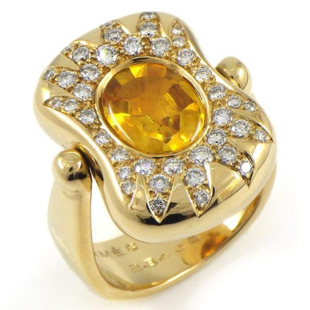 エルメス HERMES リング 馬具 回転モチーフ オーバル シトリン パヴェ