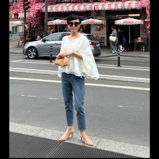 JENNE Vネックフラワーメローケープ ホワイト サイズSの通販 by IS's