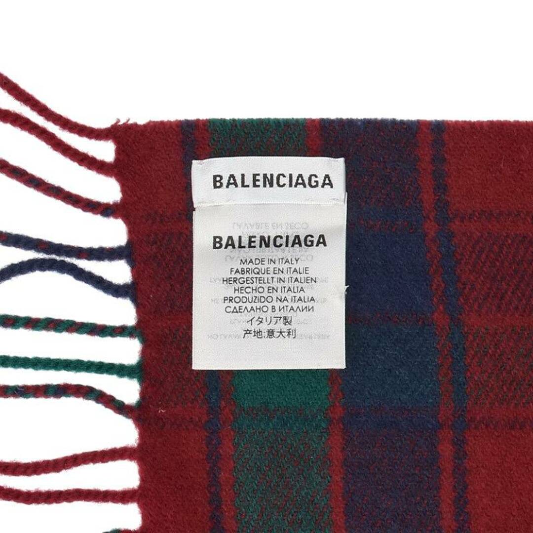 BALENCIAGA - バレンシアガ ロゴ刺繍ウールチェックフードマフラー