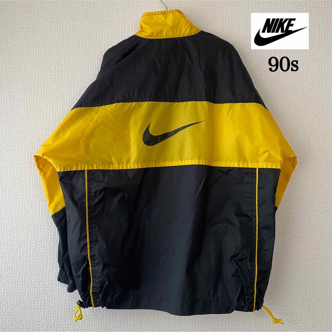 NIKE - NIKE 90s 銀タグ スウッシュロゴ刺繍 黒 黄色 ナイロン