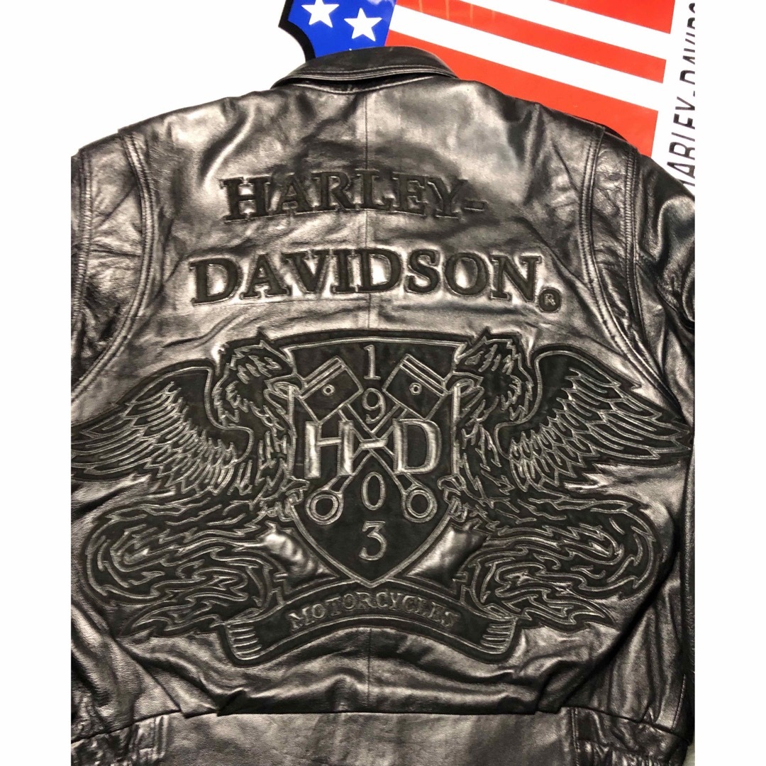Harley Davidson - 【稀少！全面刺繍！入手困難】美品羊革ハーレー