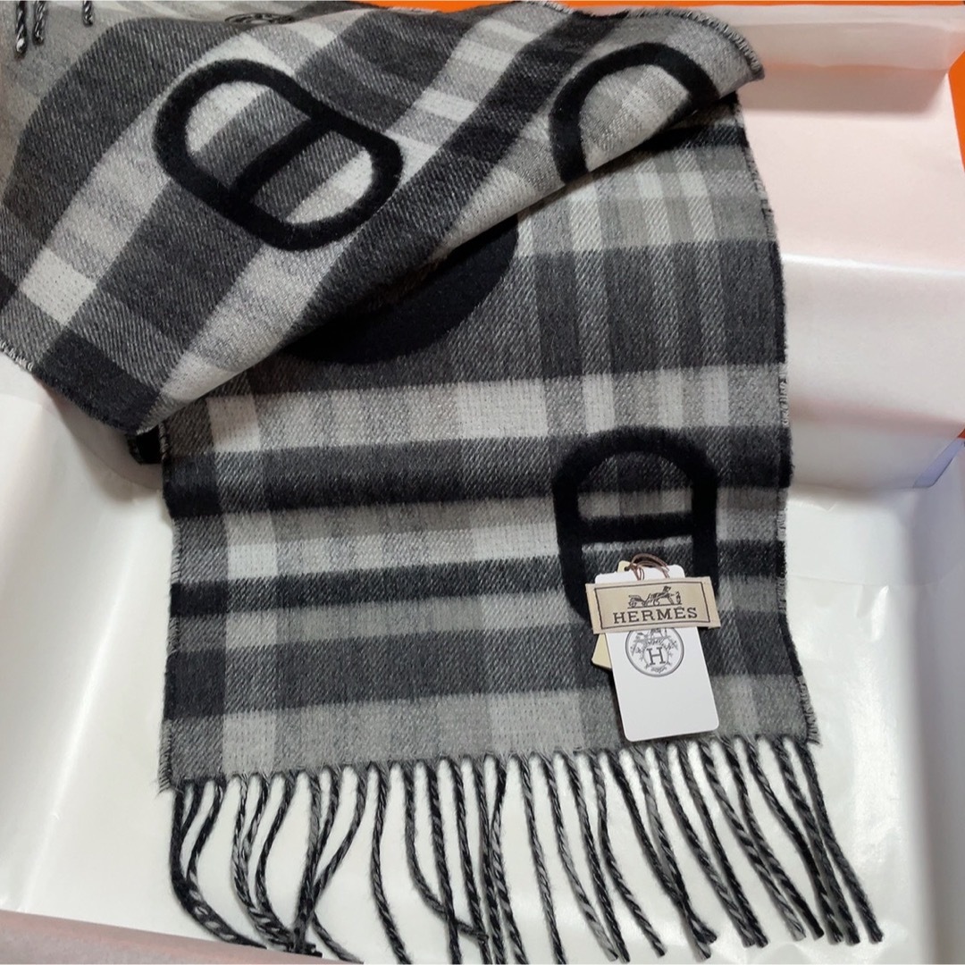 HERMES - 新品未使用 エルメス カシミアマフラー 25×150 cm タータン