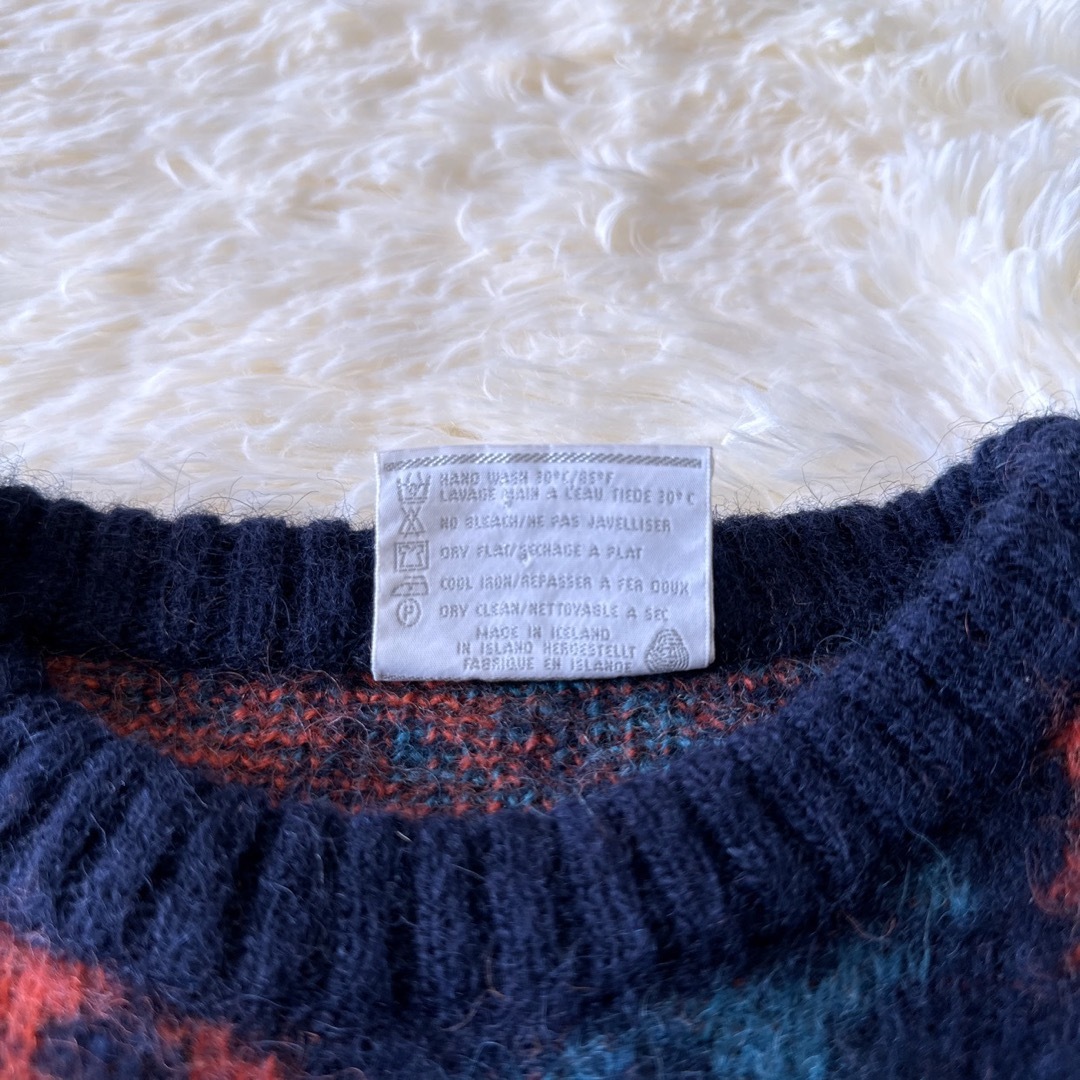 ICEWOOL】 ニット セーター M 青 紺 オレンジ ウール100%の通販 by