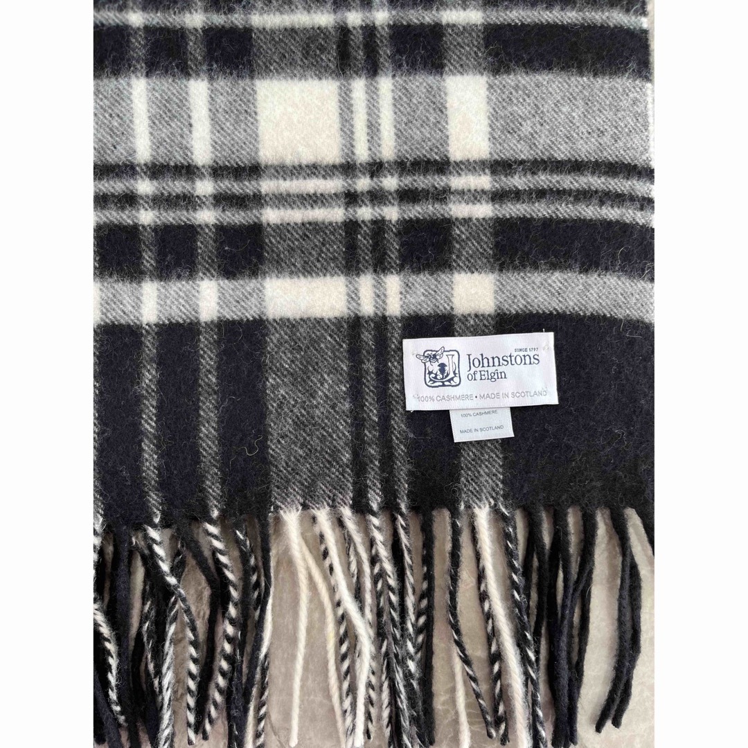 Johnstons - ジョンストンズ カシミヤ大判ストール黒×白チェックの通販