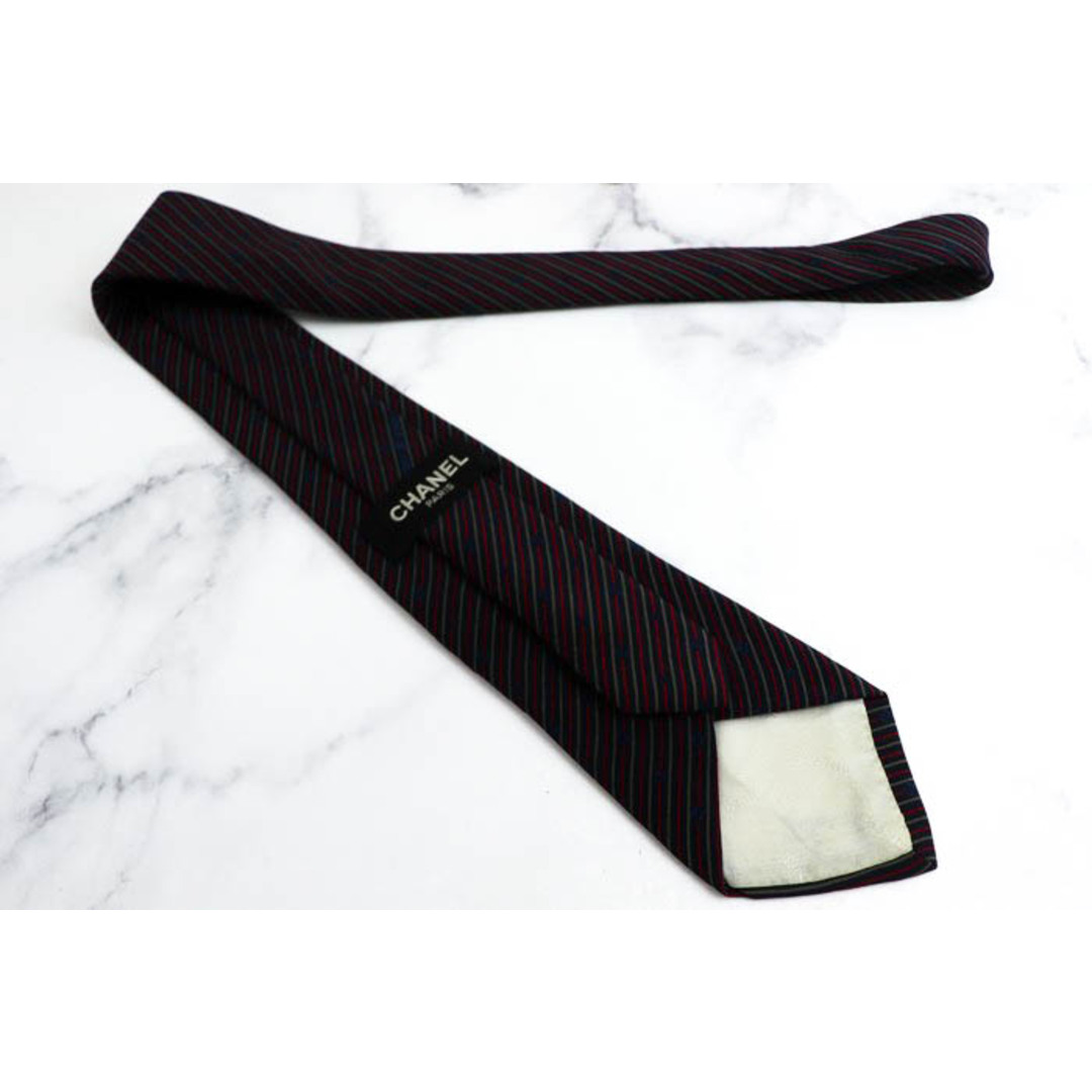 CHANEL - シャネル ブランド ネクタイ シルク ストライプ柄 ココマーク