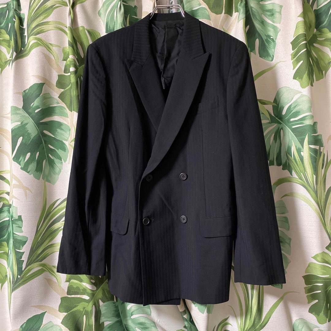 Yohji Yamamoto - ヨウジヤマモト ウールギャバ黒ストライプダブル