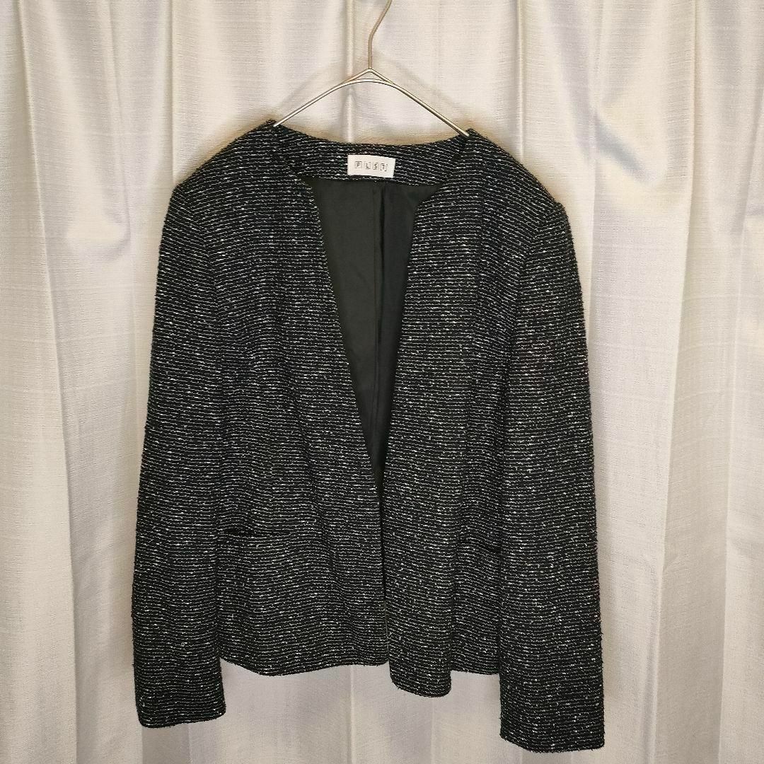 PLST - プラステ ノーカラージャケット ツイード PLST ツイードノー