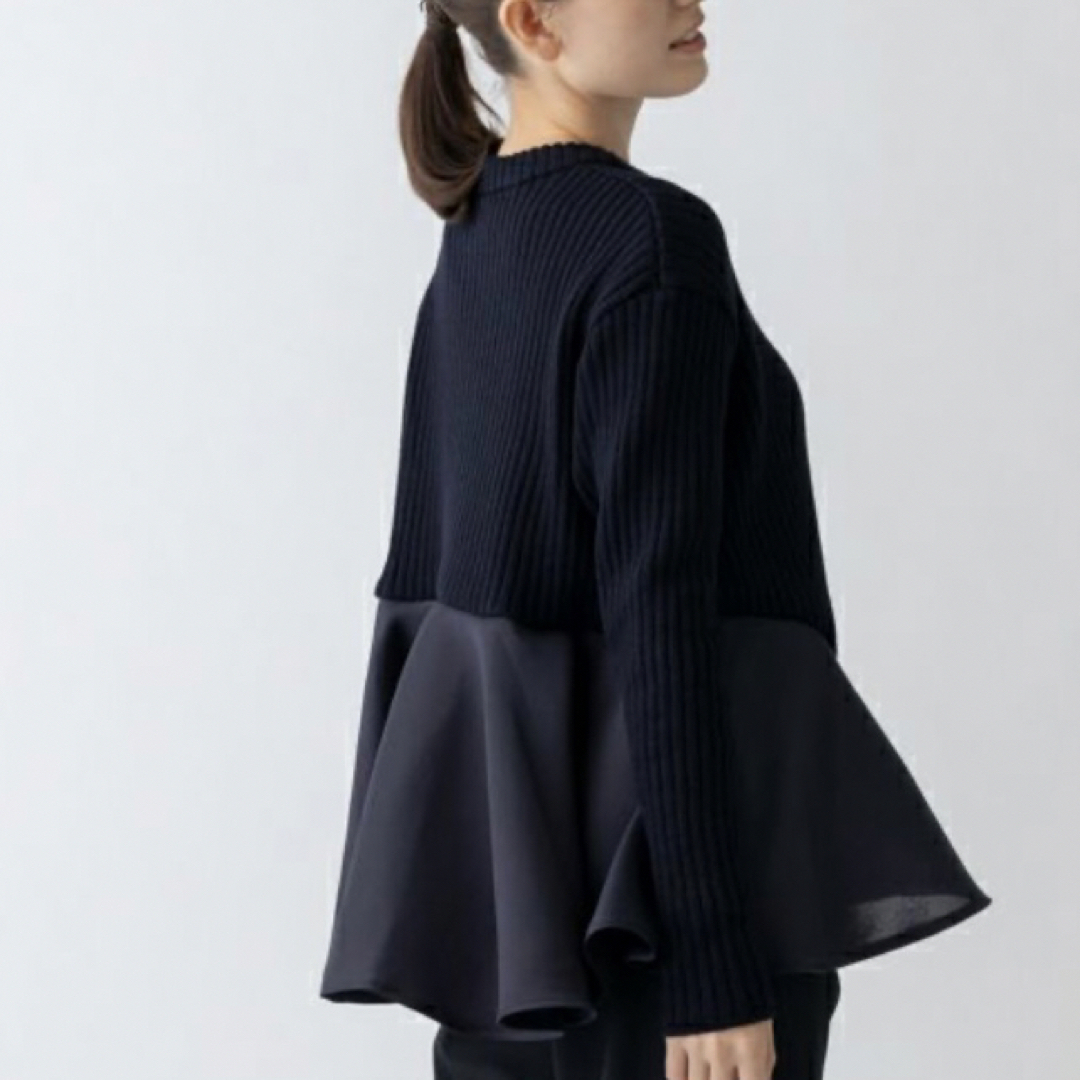 Sono - 日本製 sono ネイビー ポワンフレアニットプルオーバーの通販