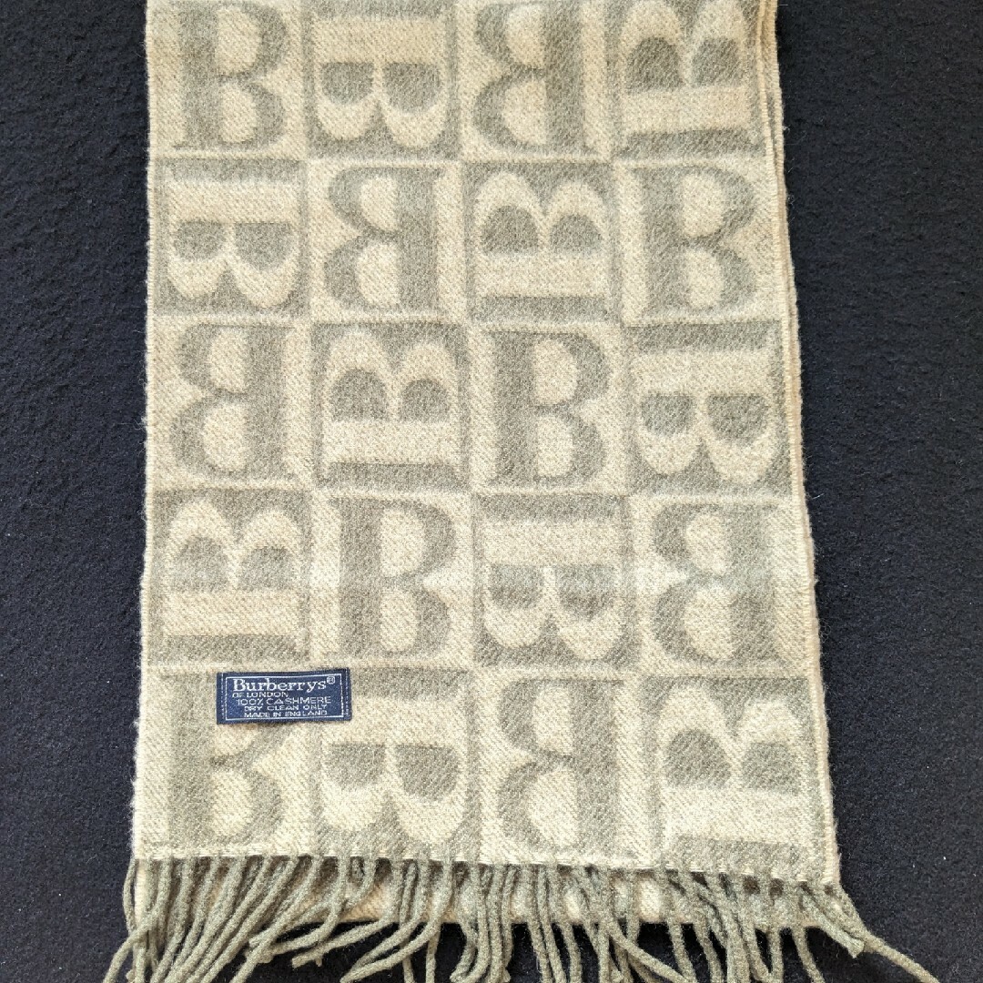BURBERRY - バーバリー Bロゴ 総柄 カシミヤ マフラー イギリス製