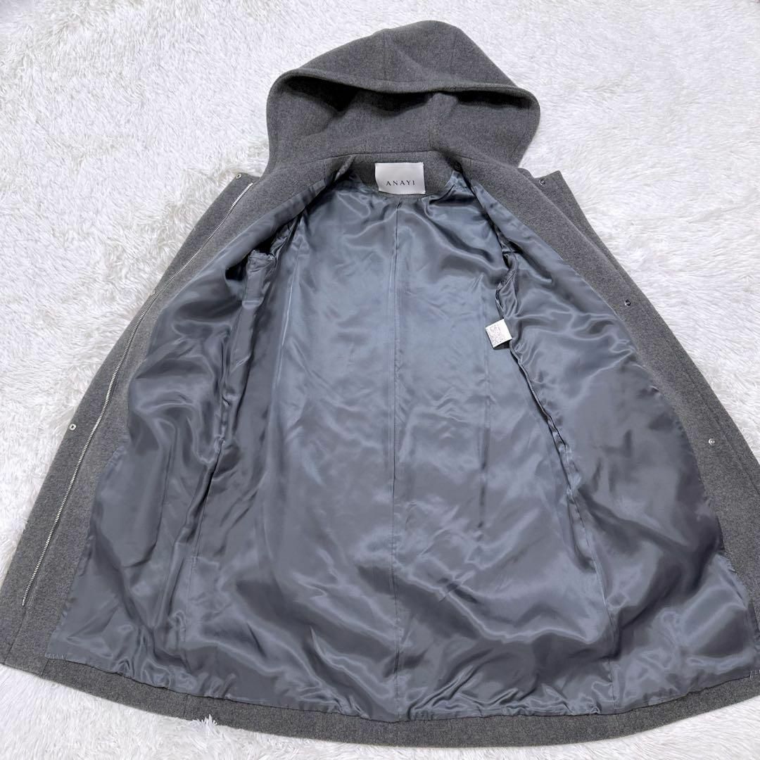 ANAYI - 【ANAYI】 ロングコート グレー 36 Sサイズ フード ジップ
