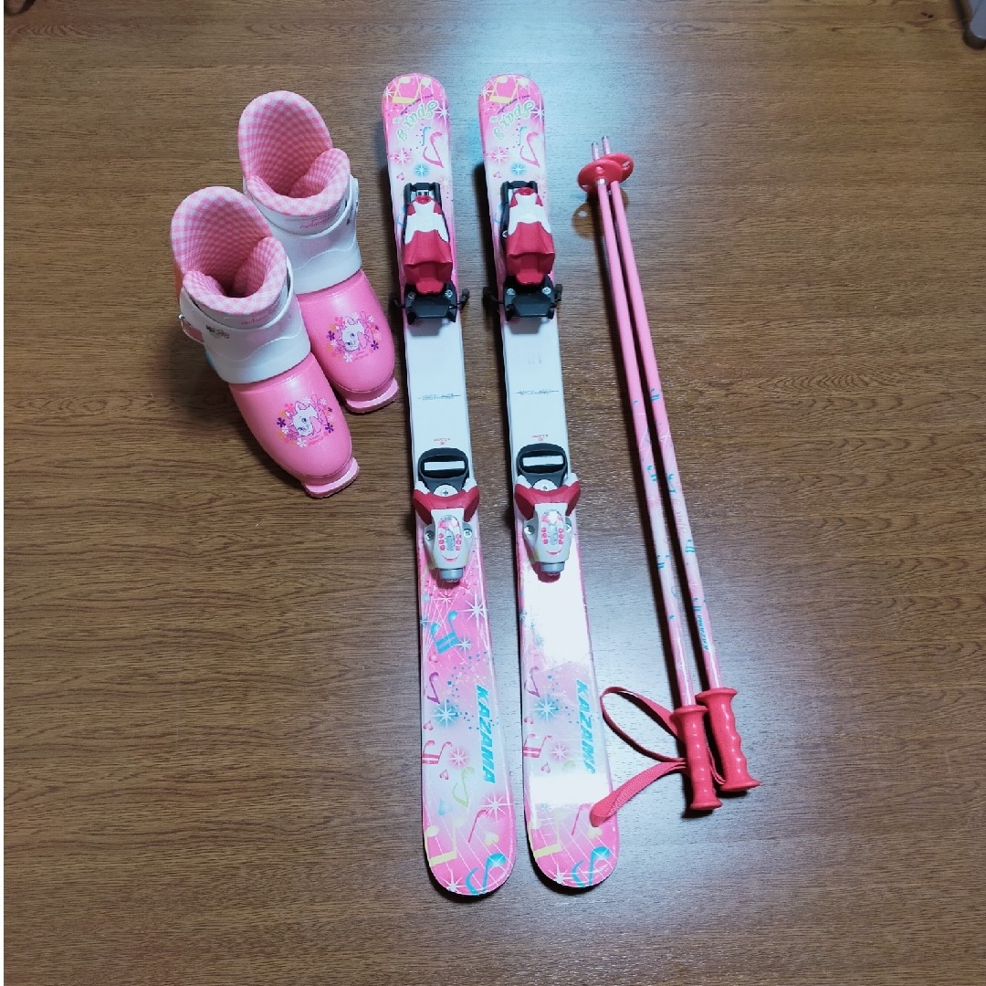 スキー板、ストック、スキーブーツ21cm-22cm3点セットの通販 by ダンボ