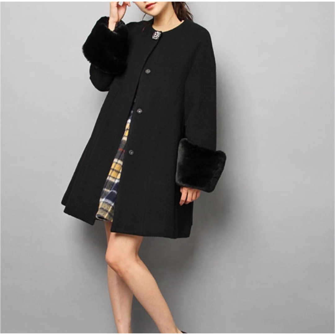 SNIDEL - SNIDEL ビジューブローチノーカラーコート Aラインコート