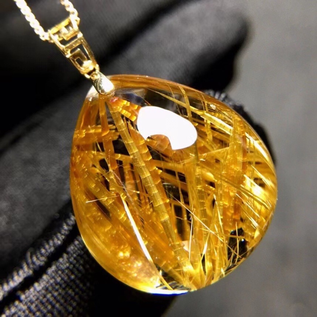 天然】タイチンルチルクオーツ ペンダントトップ k18 5.7g