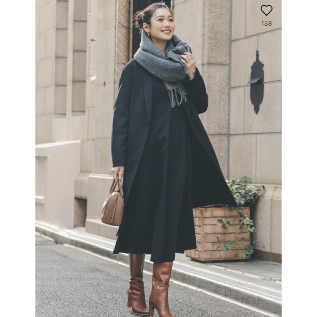 UNIQLO - UNIQLO ダブルフェイスロングコート ブラックの通販 by リン