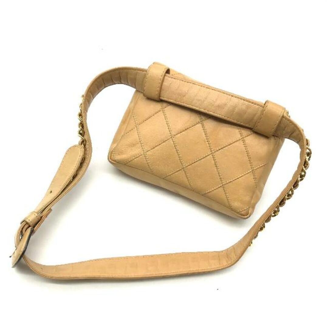 CHANEL ウエストポーチ ビコローレ ラムスキン ターンロック ベージュ