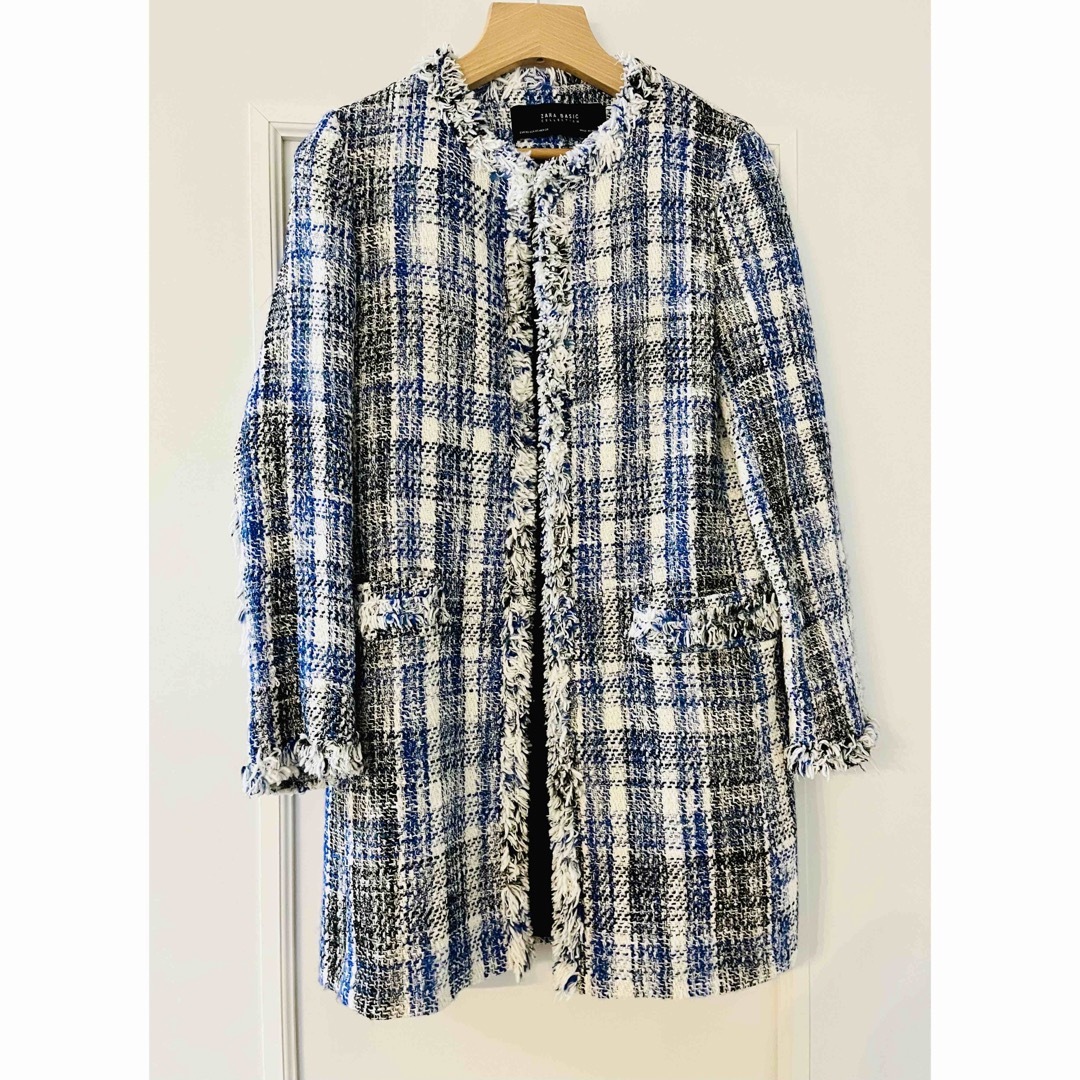 ZARA - ZARA ザラ ノーカラー ツイード コートジャケット XS の通販 by