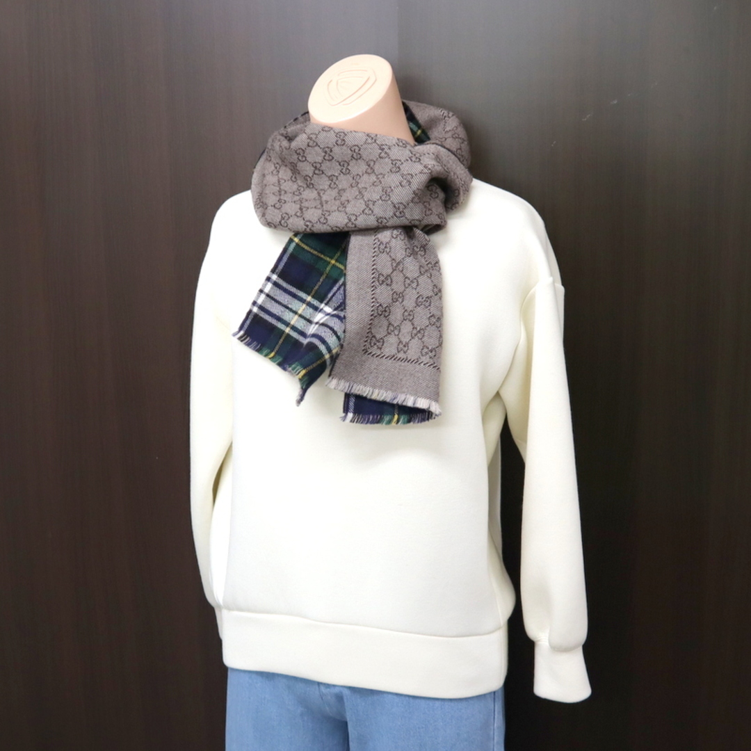GUCCI - 【GUCCI】グッチ リバーシブル マフラー GGウール ベージュ