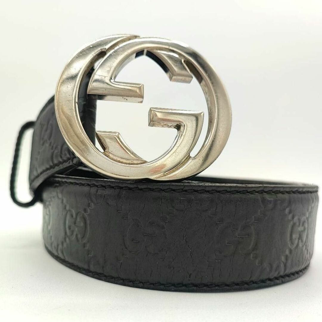 GUCCI - 人気✨GUCCI インターロッキングG ベルト シマ シルバー金具