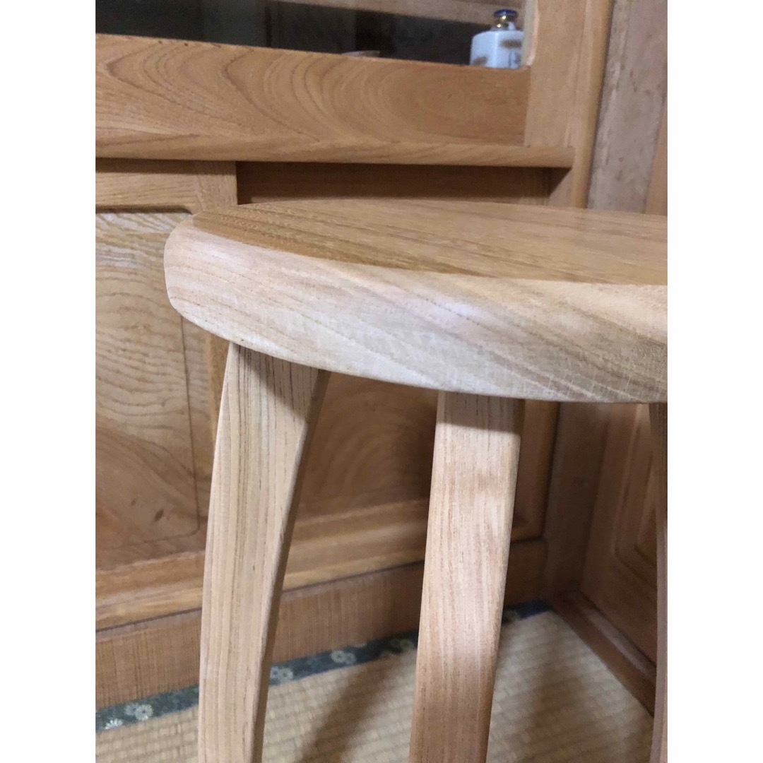 937 建具屋一筋58年のおじいちゃんの手作りスツール、イス☆けやきの