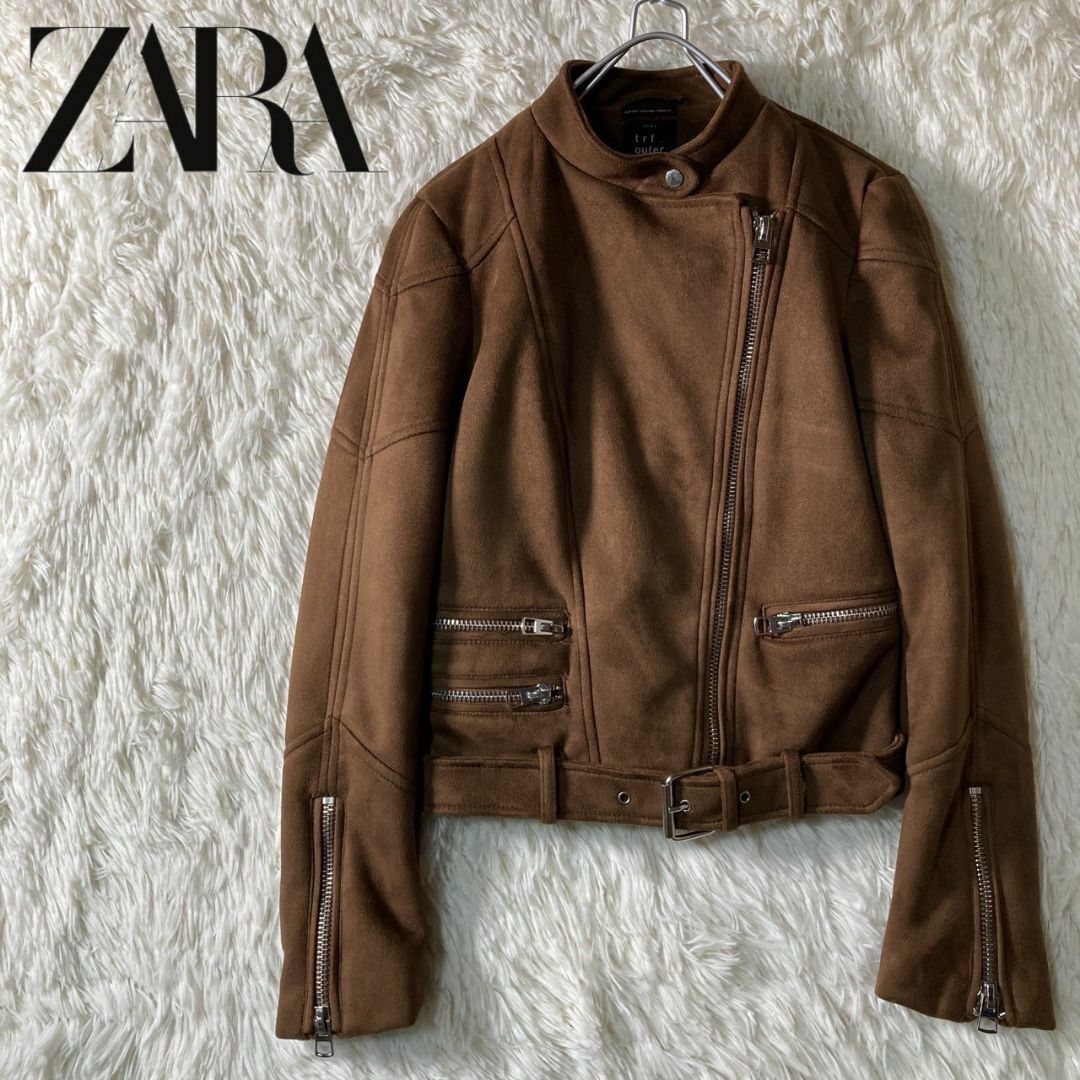 ZARA - 美品 ZARA ザラ フェイクスエード ダブルライダースジャケット