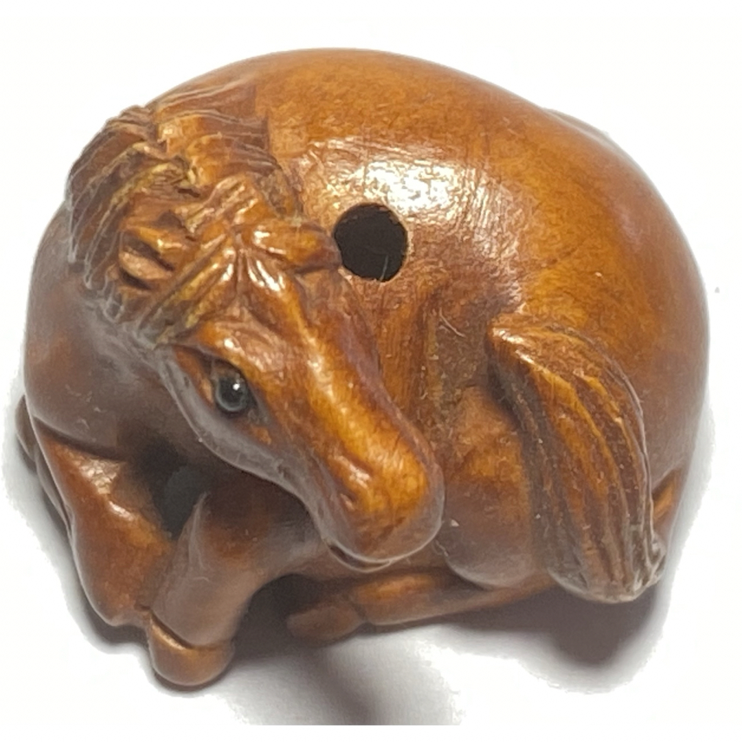 柘植根付 置物 十二支馬 黄楊繊細彫刻 木製。の通販 by Mirai's shop