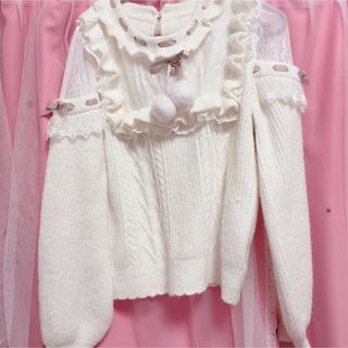 LIZ LISA - LIZLISA ポンポンリボンレースヨーク ニットトップス 地雷