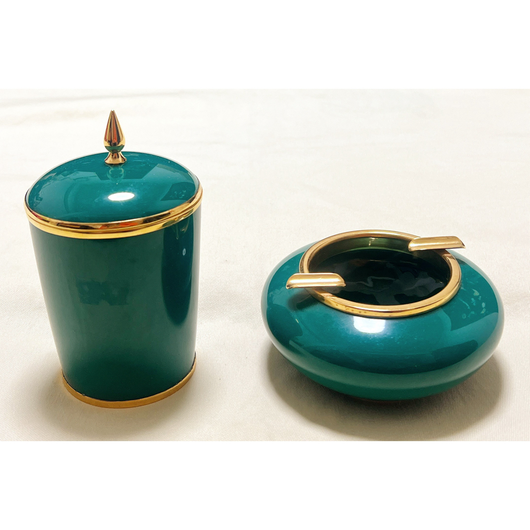 安藤七宝焼 金彩 翡翠色 煙草入れ＆灰皿 たばこセット レトロの通販 by