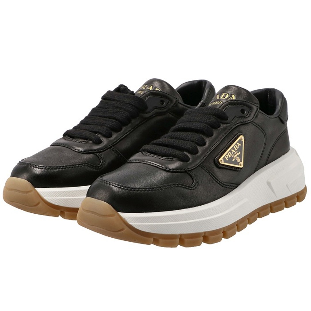 PRADA - プラダ PRADA レザースニーカー 三角ロゴ レースアップ 厚底