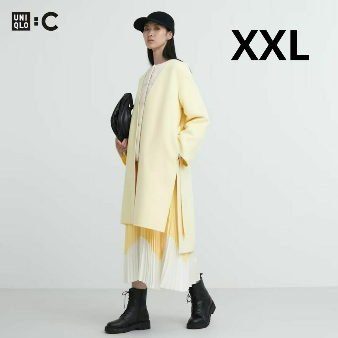 UNIQLO - ダブルフェイスラップコート ユニクロC イエロー サイズXXLの