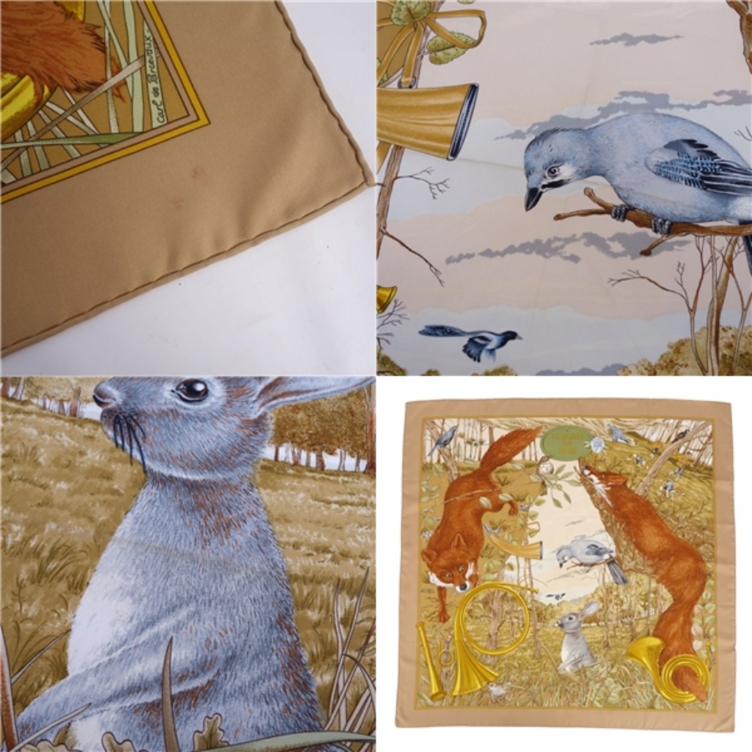 HERMES - エルメス HERMES スカーフ カレ90 CHASSE au BOIS 森の狩猟