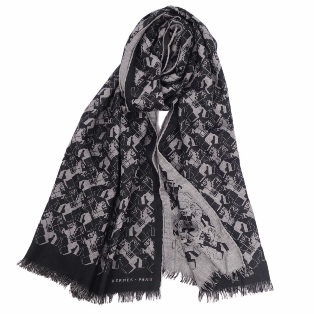 HERMES - 美品 エルメス HERMES マフラー ストール 総柄 カシミヤ
