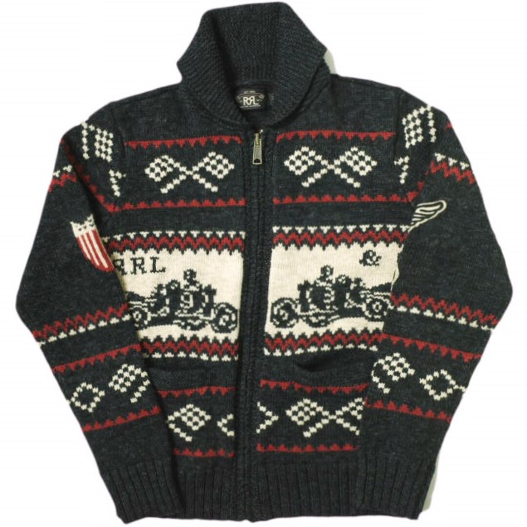 RRL - RRL ダブルアールエル Car Motif Cotton Wool Zip Cardigan カー