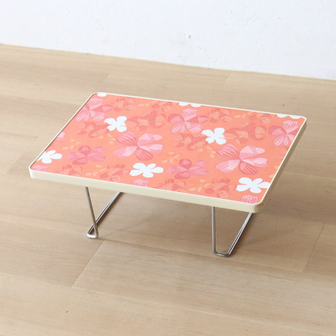 アンティーク 昭和レトロ ポップ 古家具 折り畳み トレー 花柄の通販