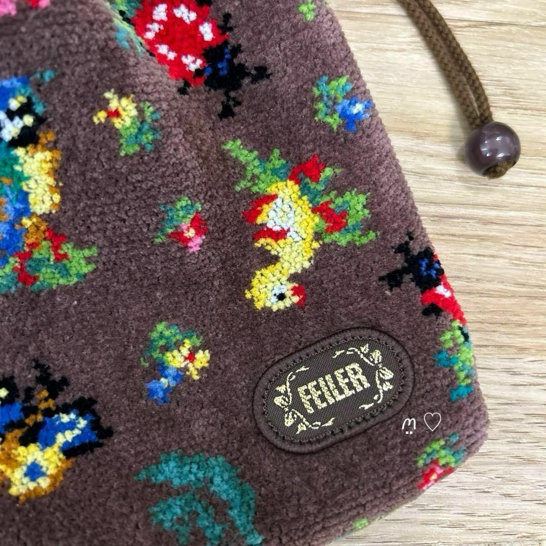 FEILER - FEILERフェイラー ハイジ手付き巾着バッグ ブラウン ミニ