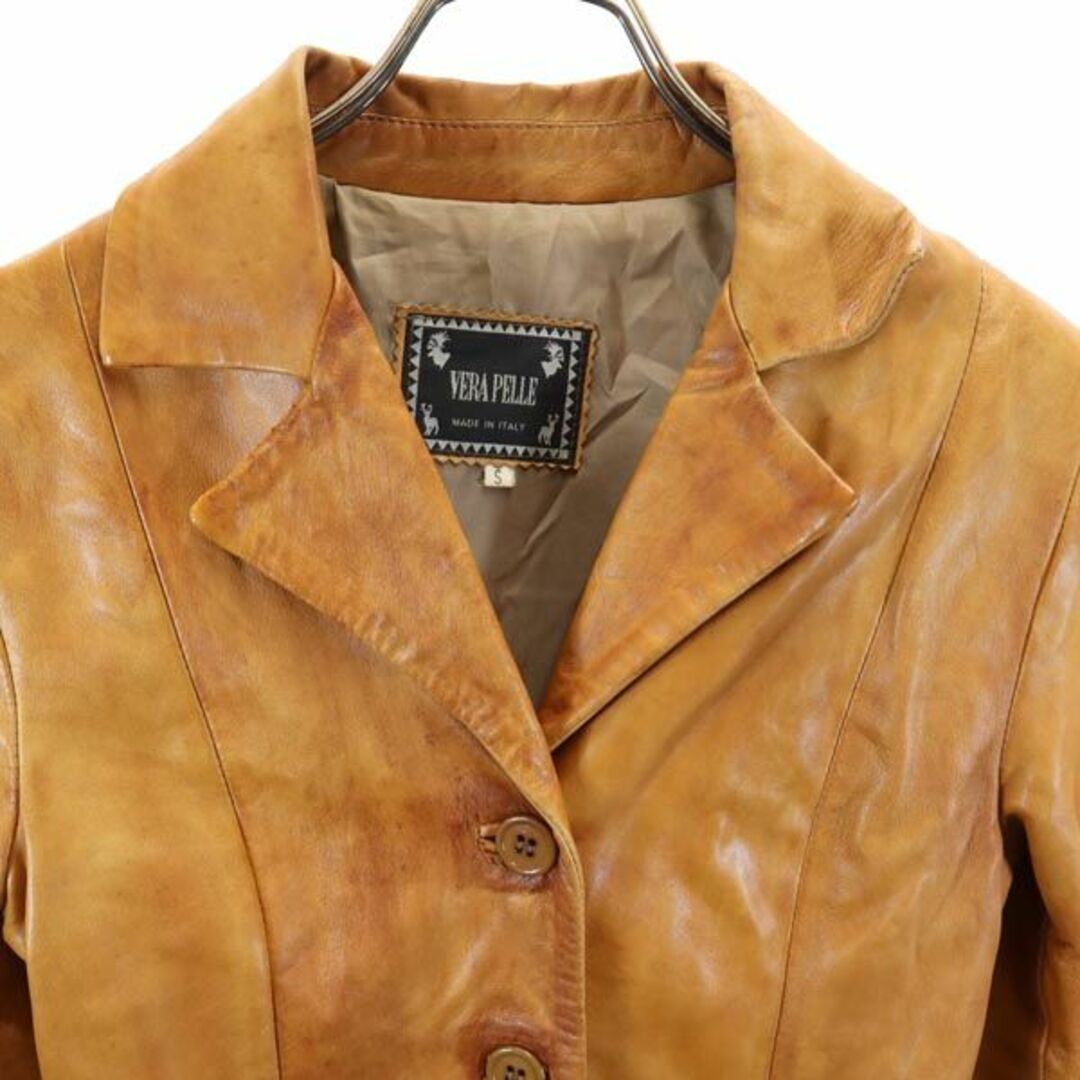 VERA PELLE イタリア製 本革 レザージャケット S キャメル VERA PELLE