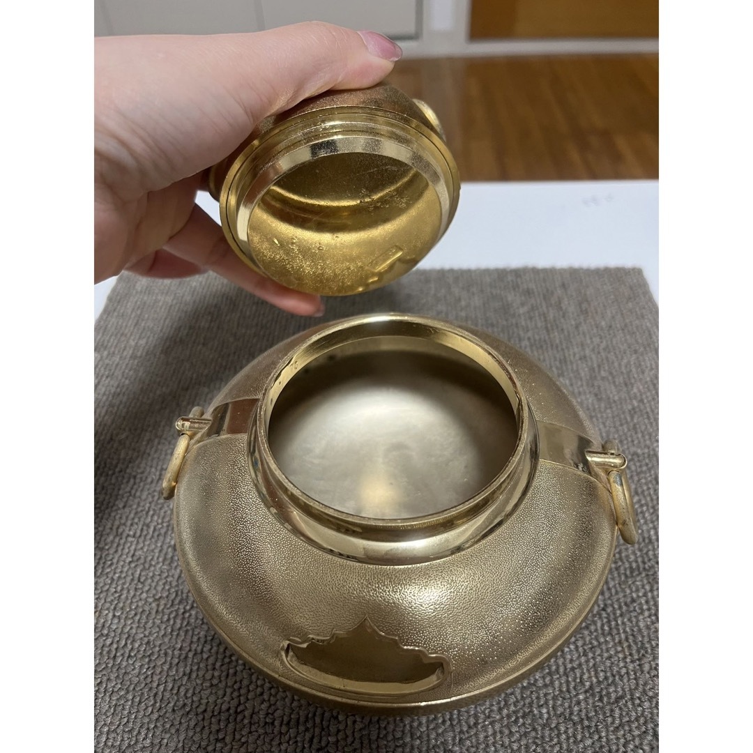 金メッキ 香炉 24KGP お香 仏壇 三足 線香立 黄金茶釜型の通販 by 肉