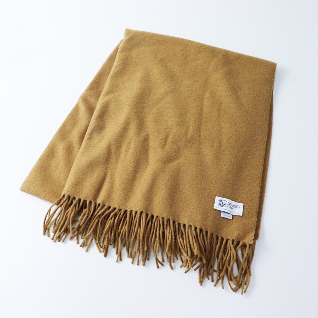 Johnstons ジョンストンズ スコットランド製 大判 フリンジ カシミヤ