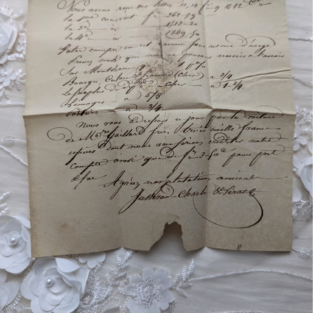 No.515【1点もの♡】1800sフランスアンティーク 手紙 アンティーク紙