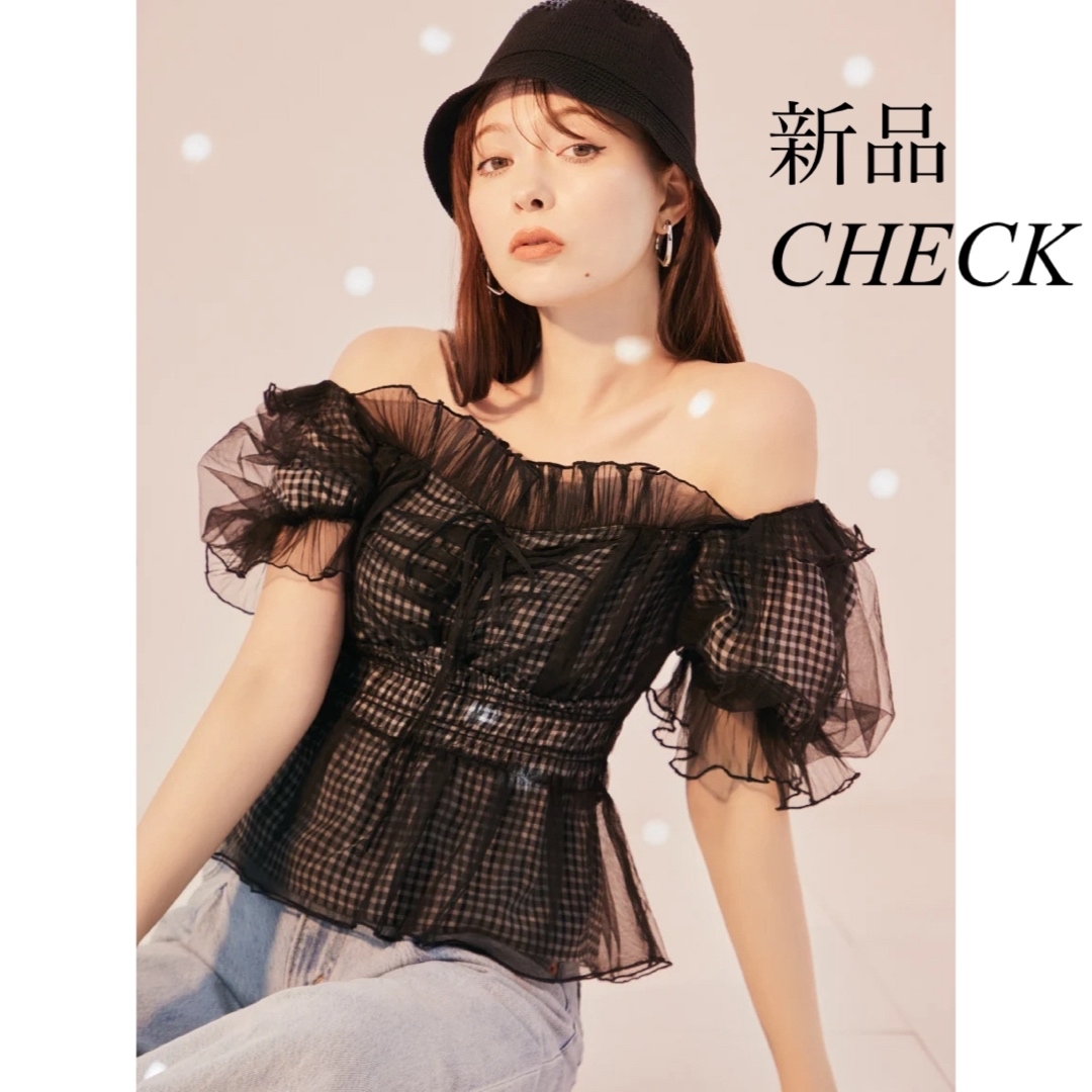 24SS SNIDEL Sustainable ギャザーオフショルブラウスドット