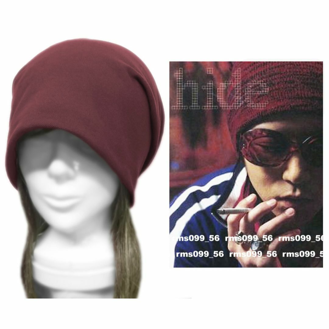 ハンドメイド◇X JAPAN◇hide着用風 鹿の子織コットンニットキャップの