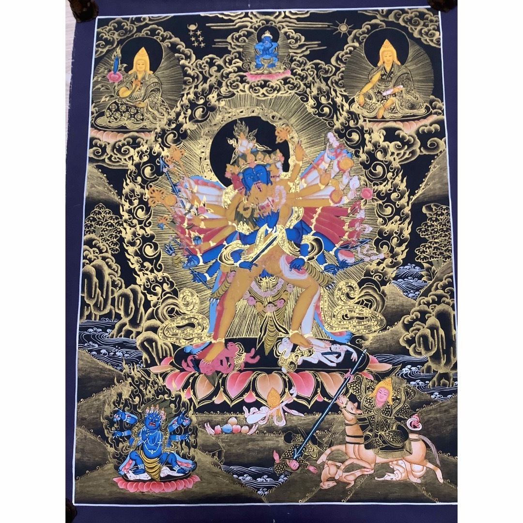 チベット密教 新品 》 手描き カーラチャクラ 時輪金剛 タンカ 曼荼羅
