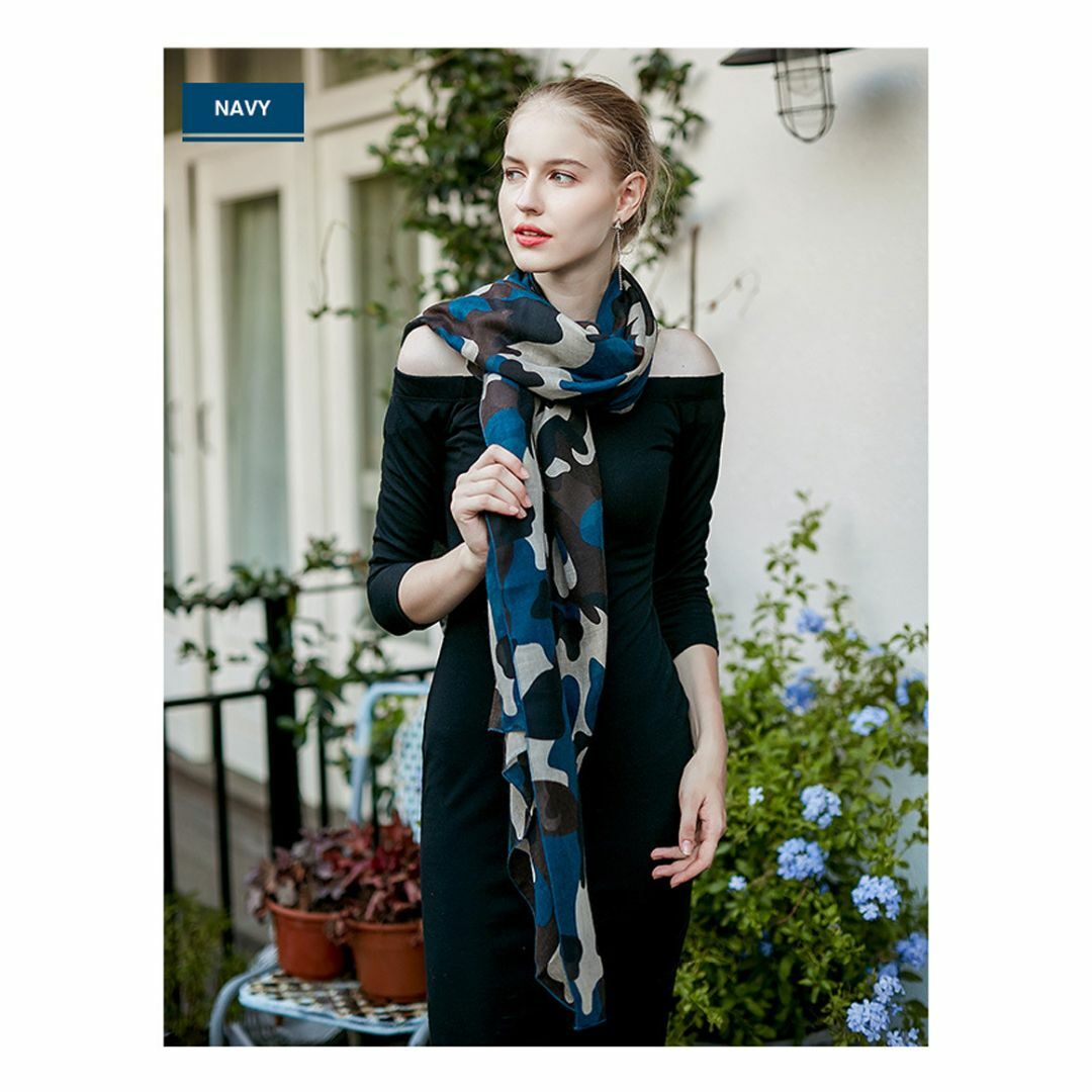 ウッドランド カモフラージュ ストール ブルー 大判サイズ 迷彩