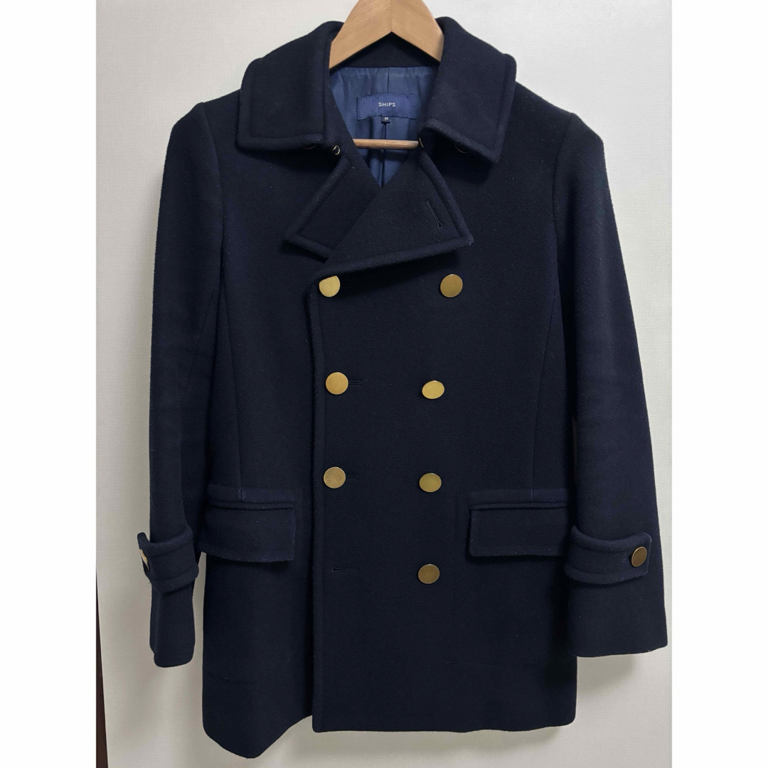 SHIPS - SHIPS レディース ピーコート ダークネイビー ウールコート 美