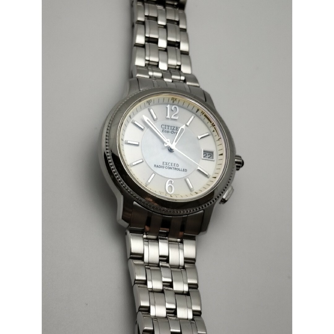 CITIZEN - シチズン エクシード 電波ソーラー 軽量チタン 白蝶貝文字盤