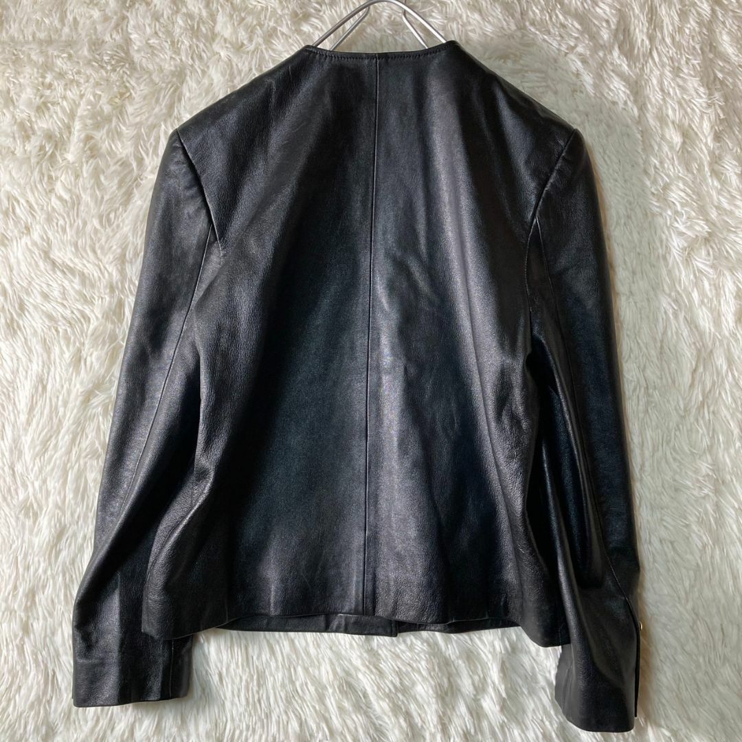 INGEBORG - 美品 インゲボルグ 羊革 ノーカラー レザージャケット 金