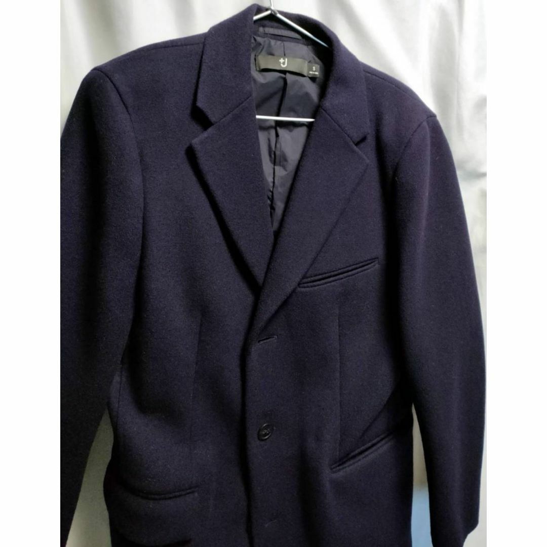 ユニクロ+J ウールブレンドチェスターコート 紺 ネイビー Sの通販 by