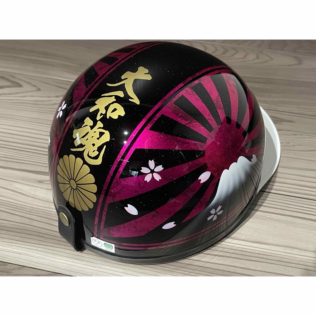 ラメ ピンク ラップ塗装 富士日章 コルク半 ヘルメットの通販 by paint