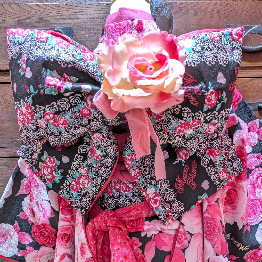 mezzo piano - ☆sold out☆ 7歳 メゾピアノ黒薔薇 七五三 お着物フル