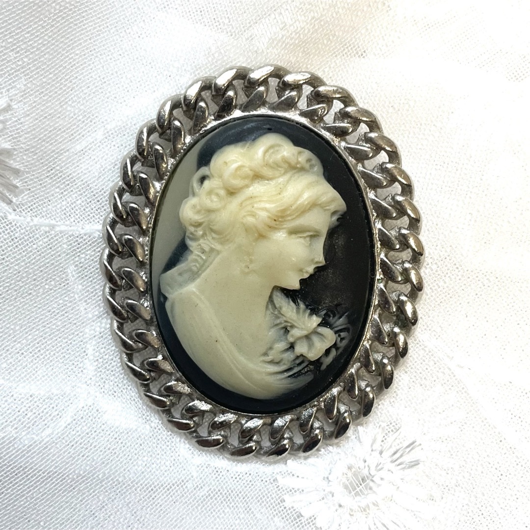 VINTAGE - ヴィンテージブローチ カメオ シェル シルバー アンティーク