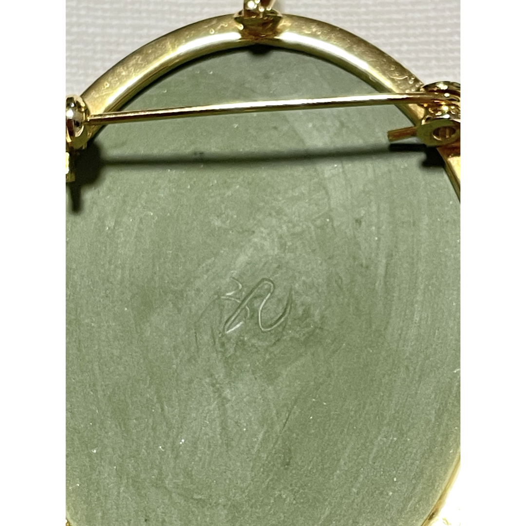 ③【TOHCA】陶華 紀元作 カメオ ブローチ(ペンダント トップ)陶器の